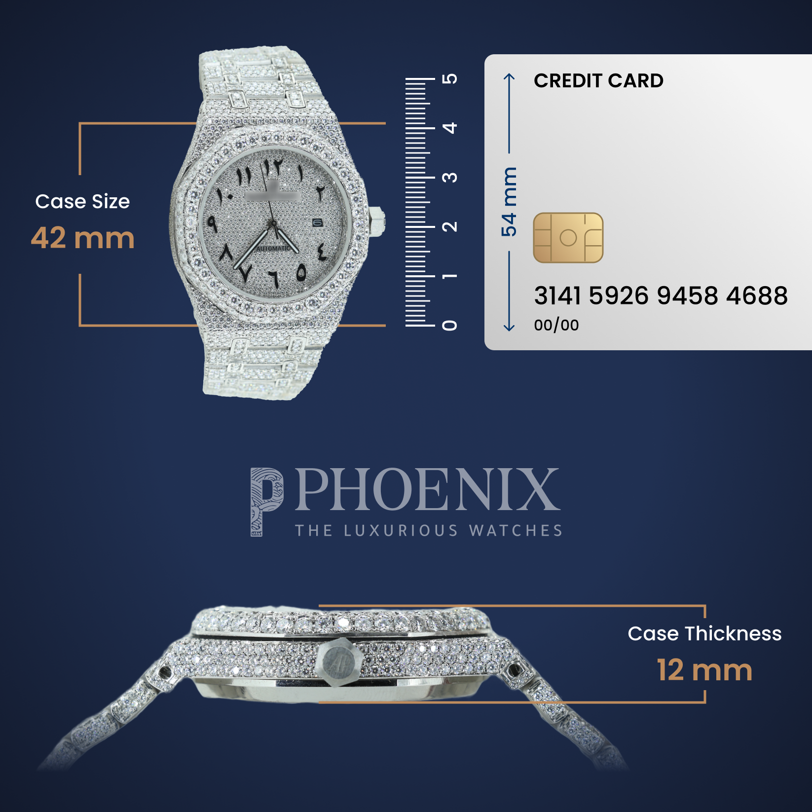 AP Skeleton Black Dial Full Iced Out Mossainite Diamond Watch