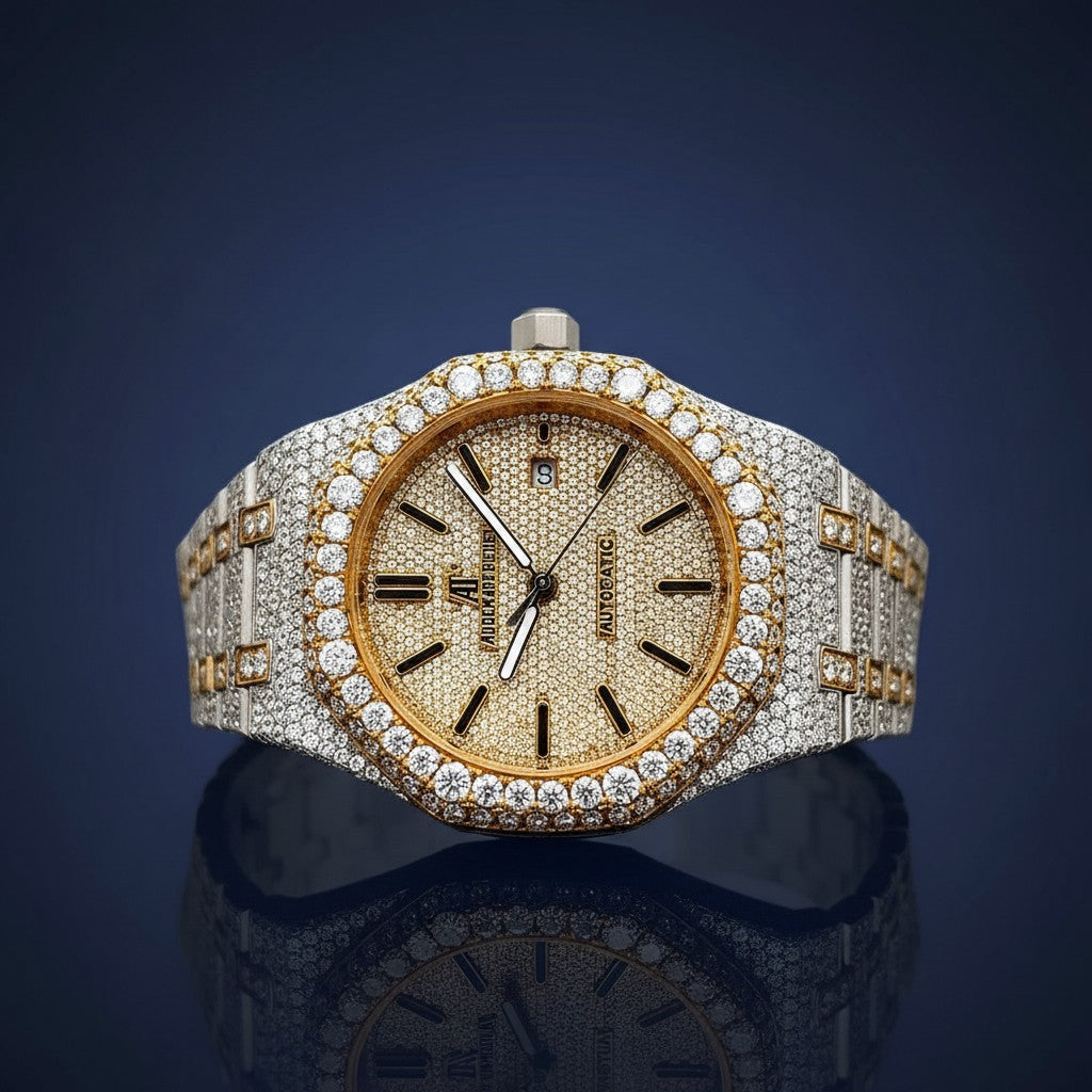Test - Bust Down AP Watch Two Tone Moissanite Diamonds 14K Gold VVS 41mm