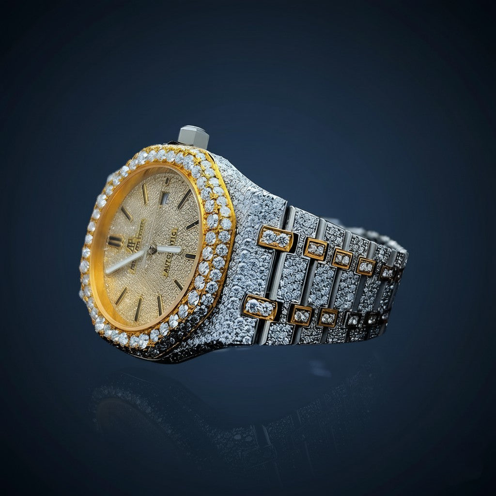 Test - Bust Down AP Watch Two Tone Moissanite Diamonds 14K Gold VVS 41mm