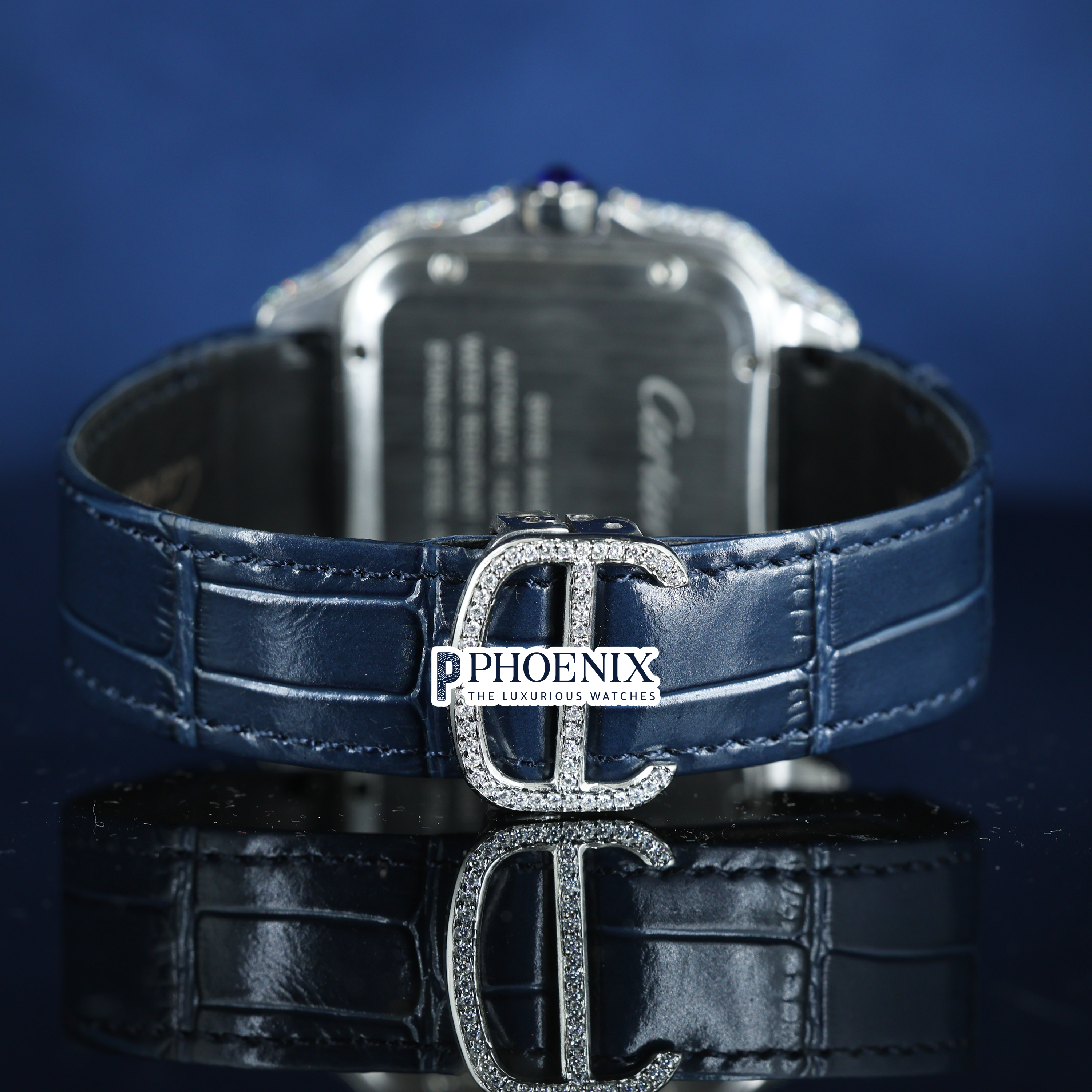 Cartier Semi Iced Out Diamond Roman Dial Rose Gold Mossainite Diamond Watch