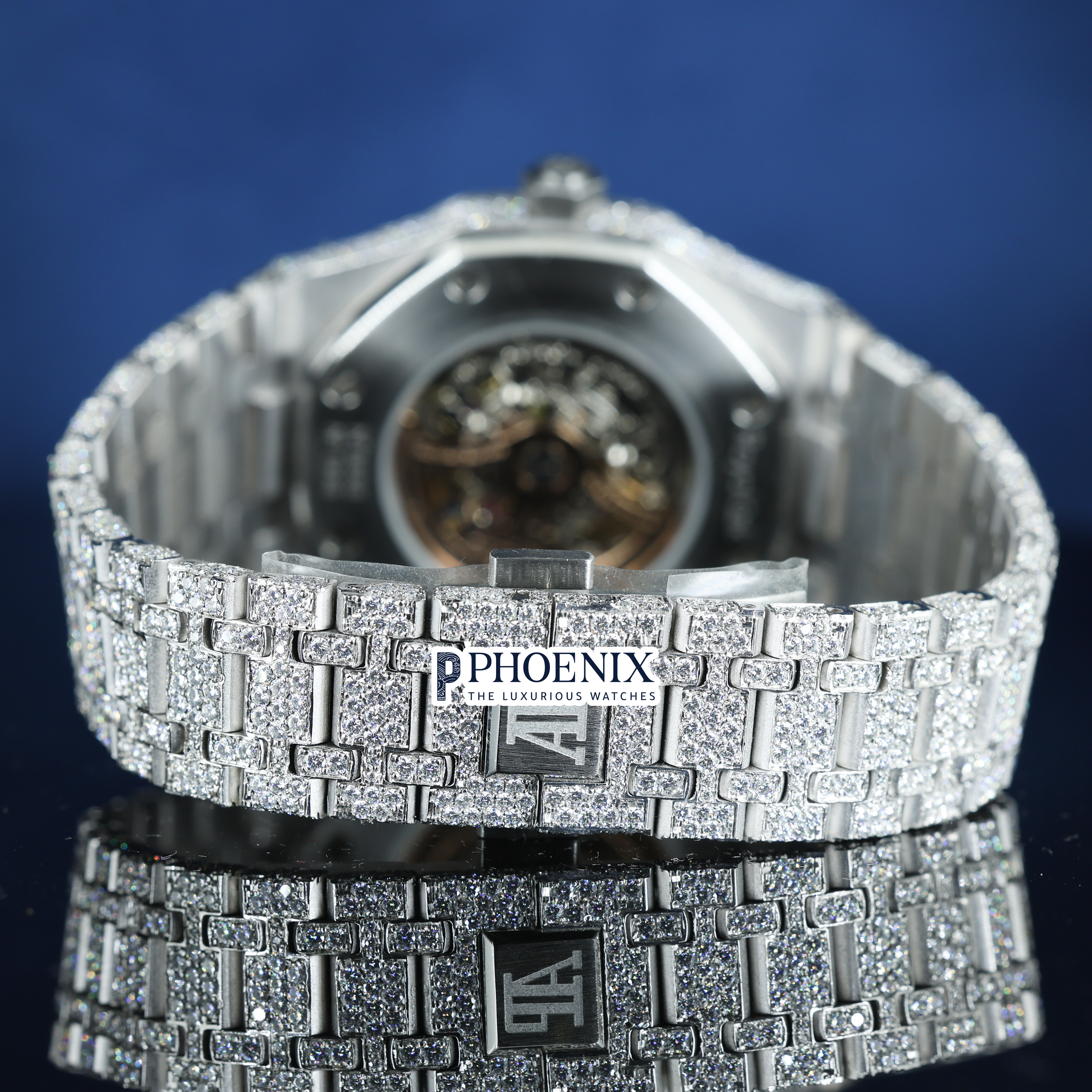 AP Skeleton Black Dial Full Iced Out Mossainite Diamond Watch