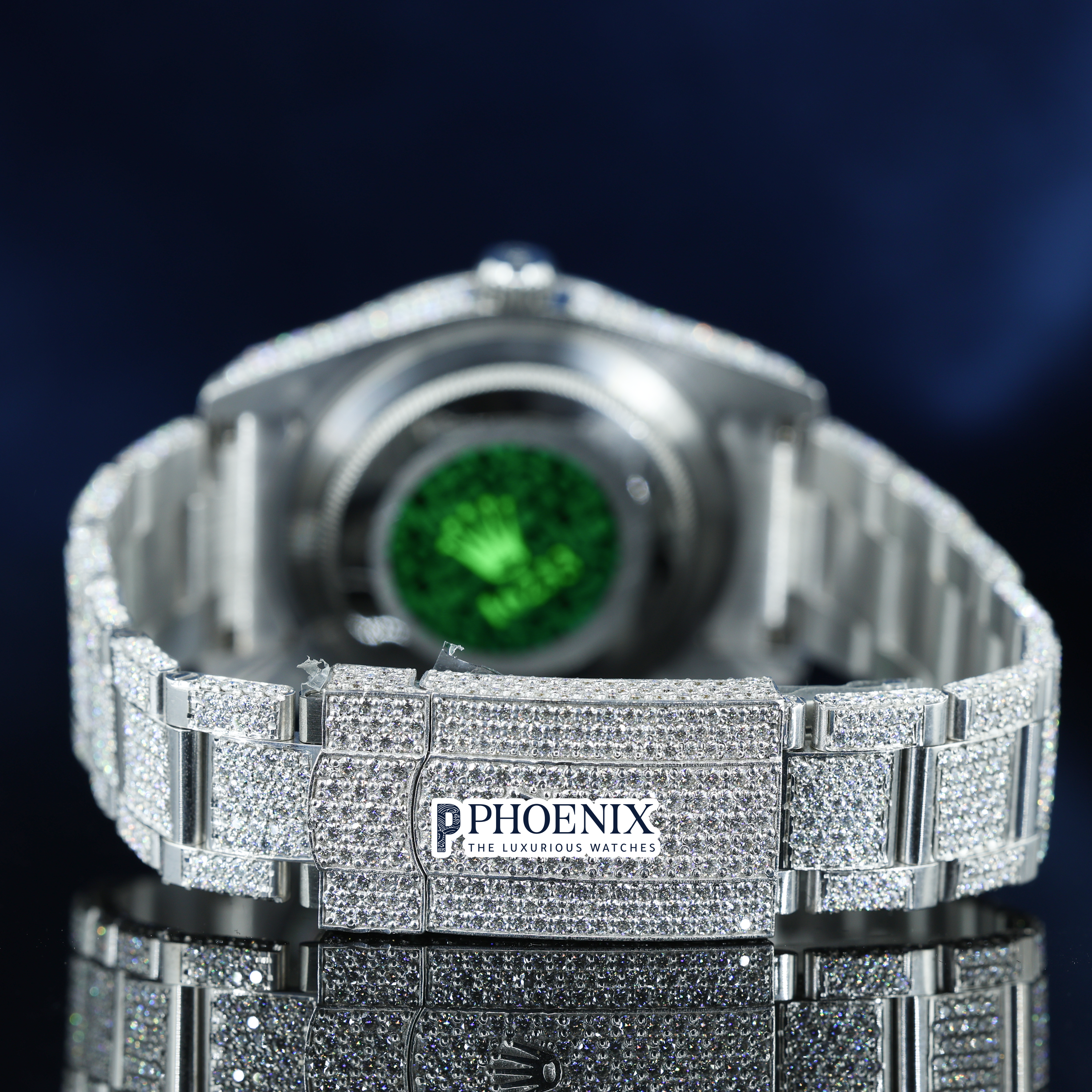 Rolex fully-diamond studded Arabic Numerals Dial Full Iced Out Moissanite Watch