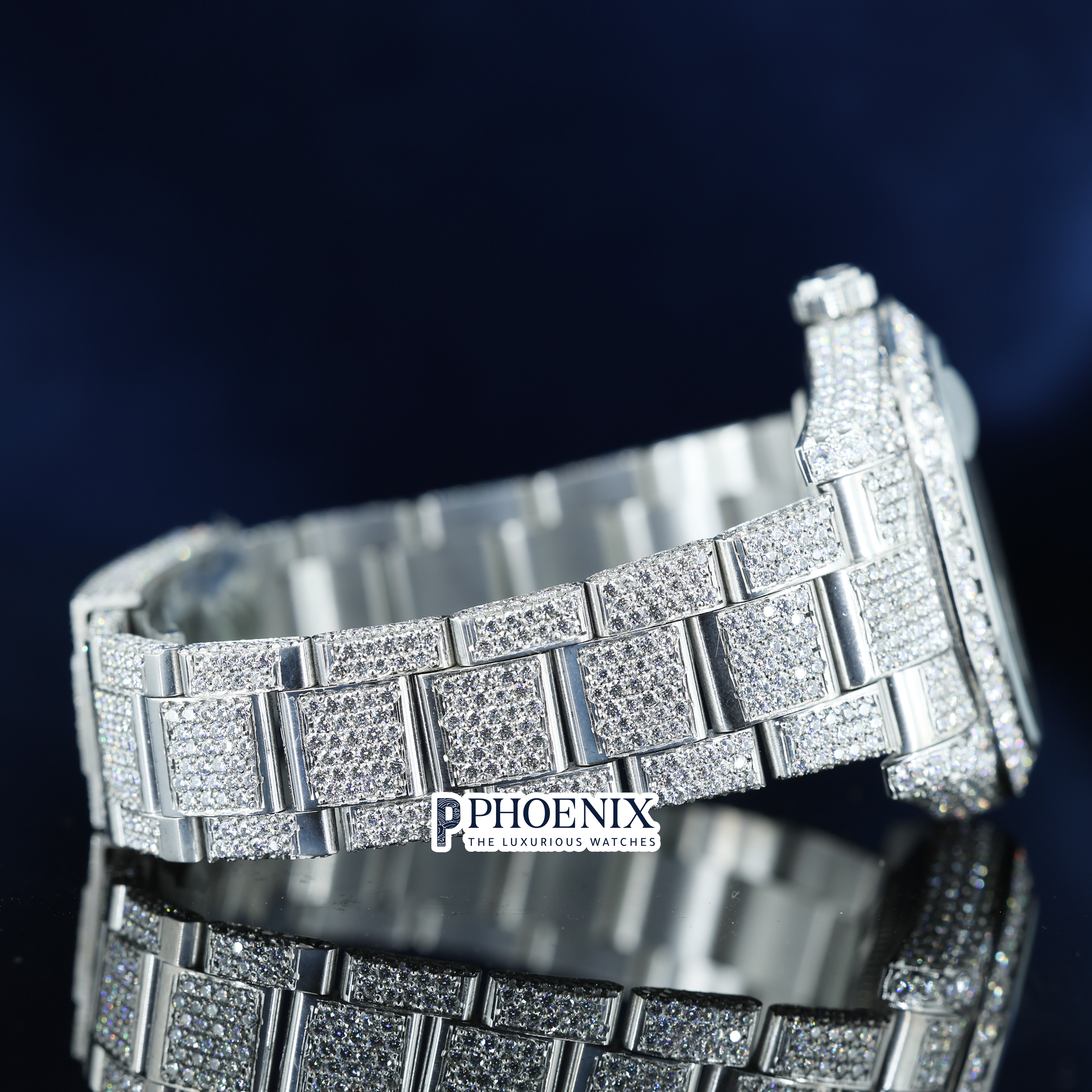 Rolex fully-diamond studded Arabic Numerals Dial Full Iced Out Moissanite Watch