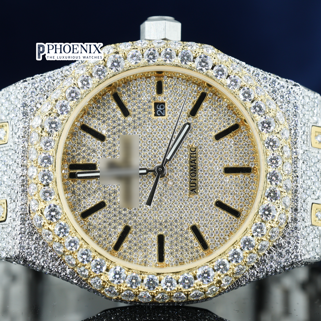 Iced Out AP Two Tone Yellow Gold Moissanite Diamond Watch