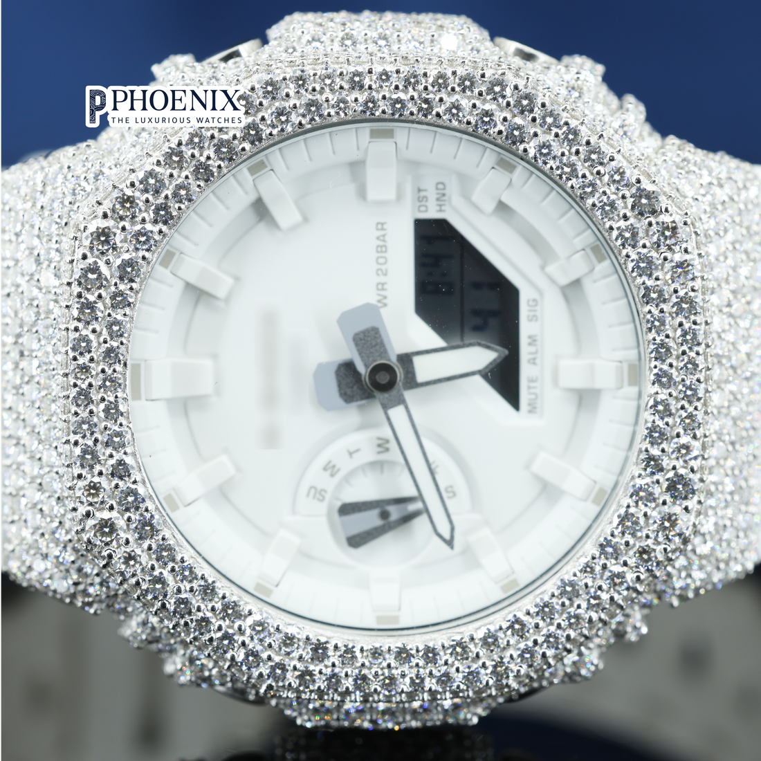 Gshock Sports Limited Edition Moissanite Diamond Digital Dial Full Iced Out Watch