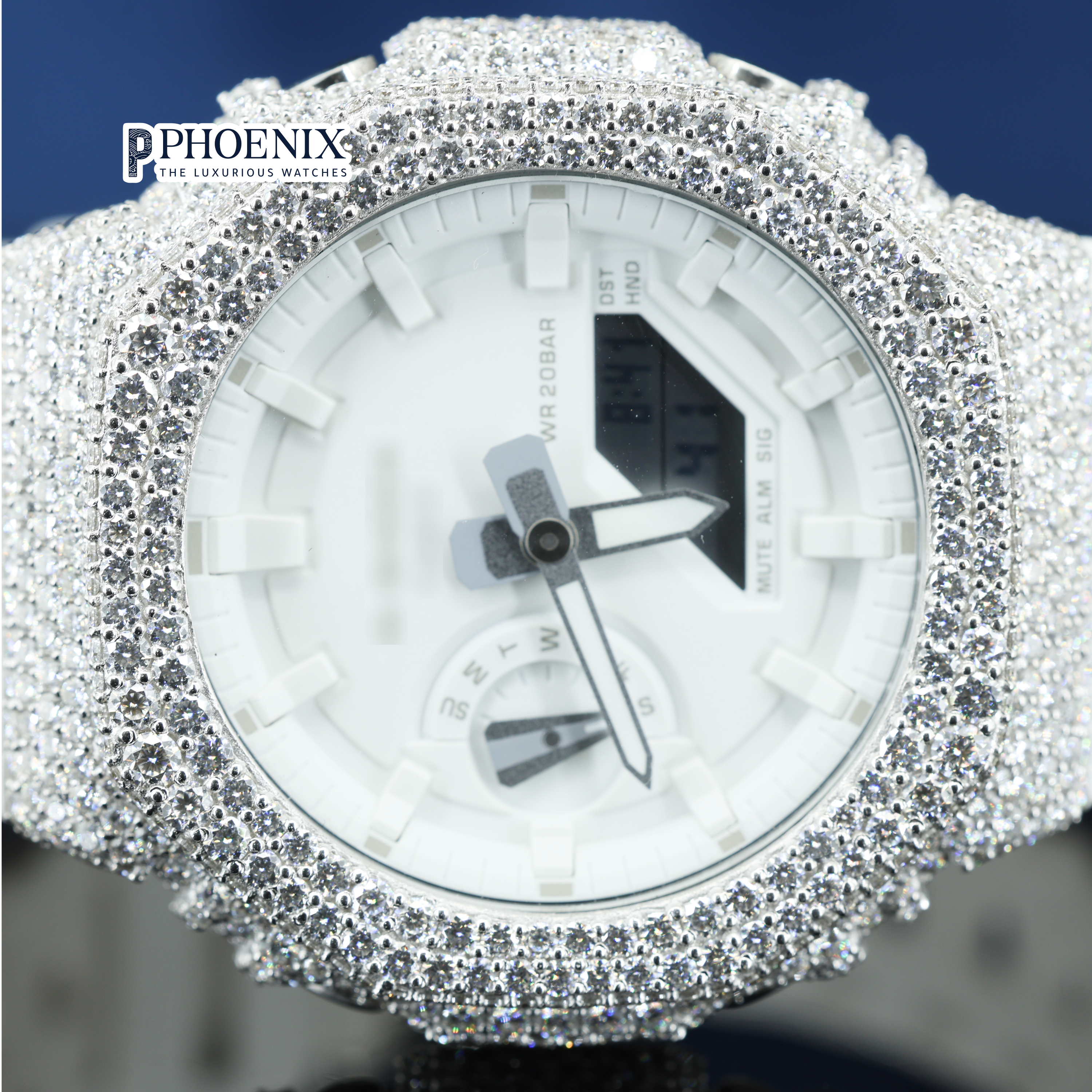 Gshock Sports Limited Edition Moissanite Diamond Digital Dial Full Iced Out Watch