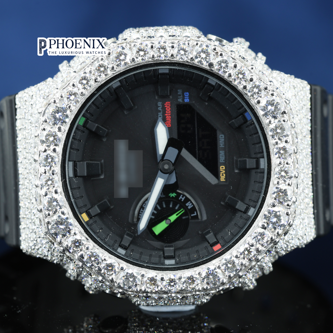Gshock Sports Edition Dual Tone Moissanite Diamond Digital Dial Iced Out Watch