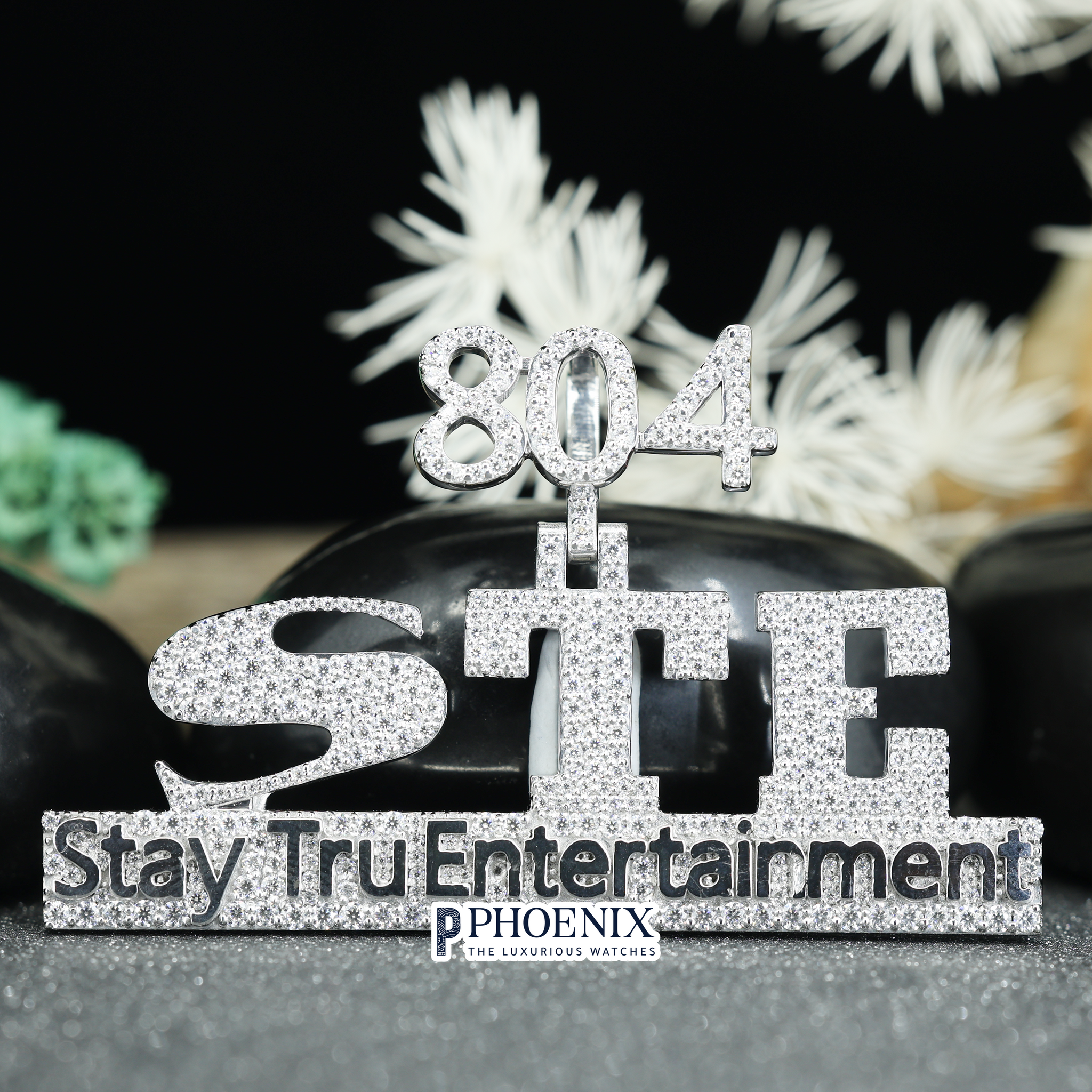 Custom VVS Personalized STE Name Pendant - Solid Sterling 925 Silver Bling Moissanite Diamonds