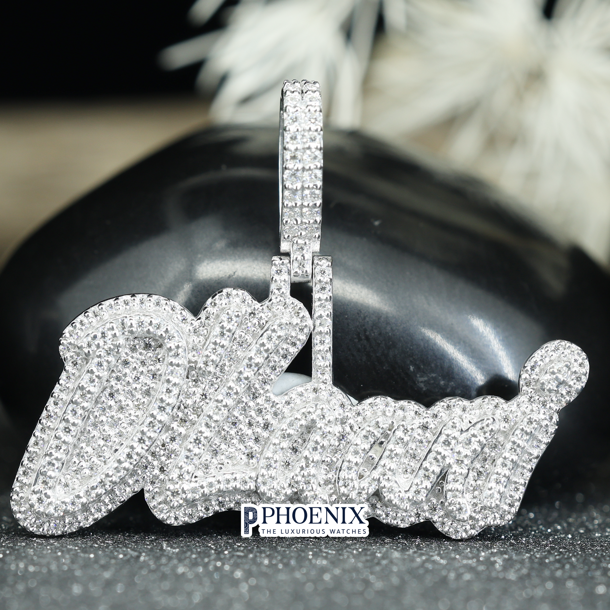 Bespoke VVS Moissanite Name Pendants - Iced Out Dlauni Monogram in Solid Sterling Silver