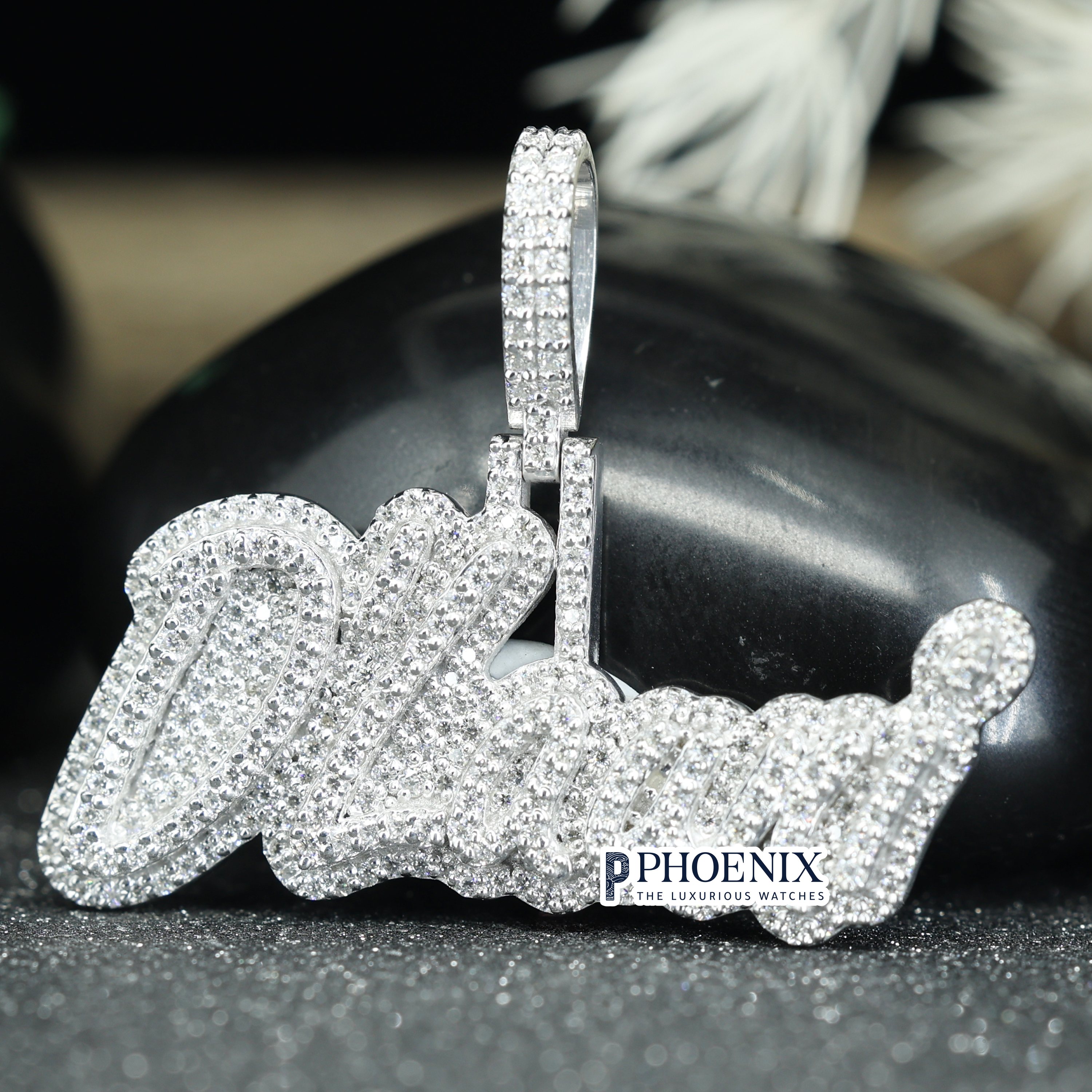 Bespoke VVS Moissanite Name Pendants - Iced Out Dlauni Monogram in Solid Sterling Silver