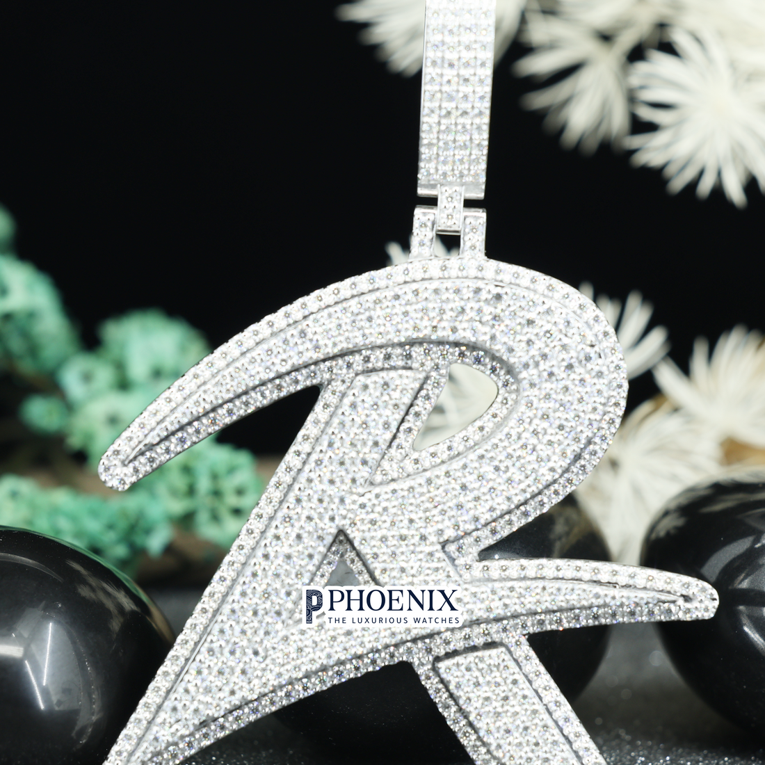 Custom Iced Out Letter R Pendant - VVS Moissanite Initial in Real 925 Sterling Silver
