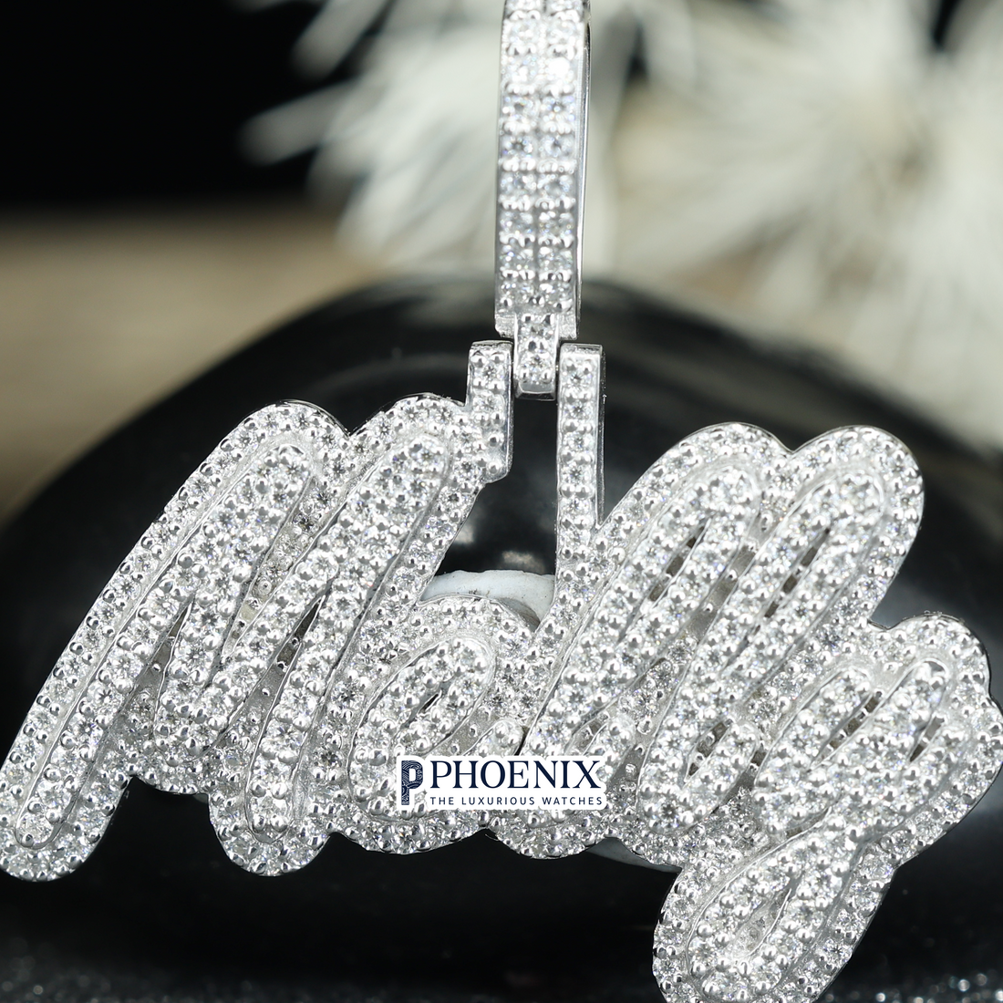 Bespoke VVS Moissanite Diamond Pendant - Iced Out Mally Lettering in Solid Sterling Silver