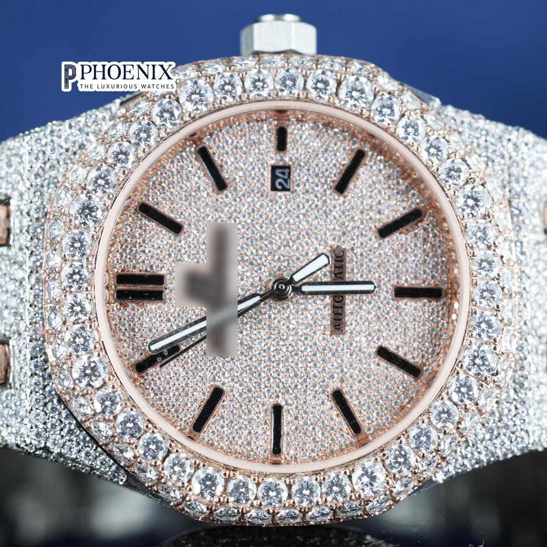 Fully Iced Out AP Two Tone Rose Gold Premium Moissanite Diamond Watch