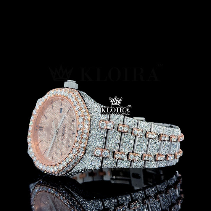 Bust Down AP Watch Two Tone Moissanite Diamonds 14K Gold VVS 41mm (Copy3)