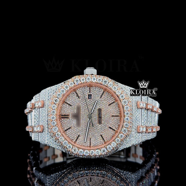 Bust Down AP Watch Two Tone Moissanite Diamonds 14K Gold VVS 41mm (Copy3)